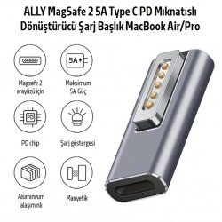 MagSafe MacBook 2 5A Type C PD Mıknatıslı Dönüştürücü Şarj Başlık MacBook Air/Pro (Gri)