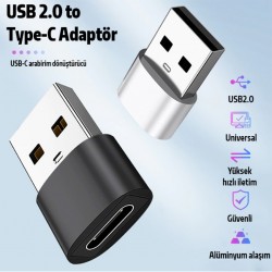 USB to Type-C Dişi Çevirici Dönüştürücü Adaptör (Siyah)