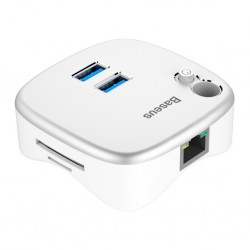 Baseus Çok Fonsiyonlu Notebook Adaptörü Hub Dual USB 3.0 RJ45 TF/SD (Gümüş)