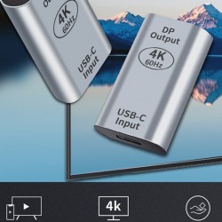 USB-C input DP output 4K Dönüştürücü Adaptör 60Hz (Gümüş)