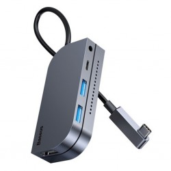 BASEUS Bending Angle No.7 Çok fonksiyonlu 6 Port Type-C Hub (Gri)