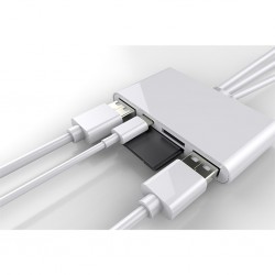 3 İN1 İPhone+Usb C+ Usb A Kamera Okuyucu Kart Okuyucu (Beyaz)