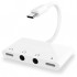 Andriod Usb Type C 4in1 Otg Ses Adaptörü Çift DC 3.5MM Jack (Beyaz)