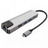 5İN1 USB 3.1 Type C To HDMI 2xusb 3.0 RJ45 Ethernet Dönüştürücü Adaptör (Gri)
