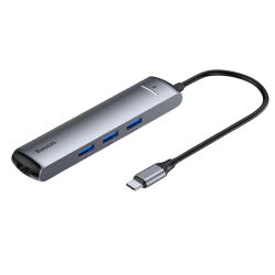 Baseus Usb Type C 6in1 HDMI 3x USB 3.0 RJ45 Çoğaltıcı Adaptör (Gri)