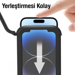 Motosiklet Bisiklet İçin Su Geçirmez Ayna Bağlantılı Telefon Tutucu (Siyah)