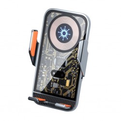 C10 15W Hızlı Şarj Şeffaf Otomatik Araç İçi Telefon Tutucu (Gümüş)
