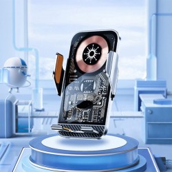 C10 15W Hızlı Şarj Şeffaf Otomatik Araç İçi Telefon Tutucu (Gümüş)