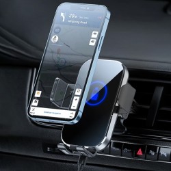X10 15W Hızlı Şarjlı Otomatik Araç İçi Havalandırma Telefon Tutucu (Siyah)