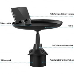 HB-P05 Universal Araç İçi Telefon Tutucu - Yemek Masası (Siyah)