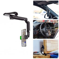 Multifonksiyonel 360 Dönebilen Güneşlik Araç Telefon Tutucu (Siyah-Yeşil)