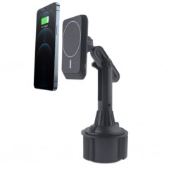 Araç Bardaklık Telefon Tutucu Magsafe iPhone 15-14-13-12 Serisi 15W Kablosuz Hızlı Şarj Cihazı (Siyah)