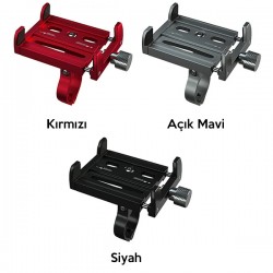KR01 Bisiklet Motosiklet Gidon Telefon Tutucu,Metal Vidalı (Siyah)