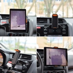 360 Döner Araç CD Yuvası Tablet Tutucu Büyük Ekran Tutucu 11.50-19CM (Siyah-Sarı)