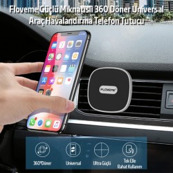 Floveme Güçlü Mıknatıslı 360 Döner Universal Araç Havalandırma Telefon Tutucu (Gri)