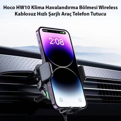 Hoco HW10 Klima Havalandırma Bölmesi Wireless Kablosuz Hızlı Şarjlı Araç Telefon Tutucu (Siyah)