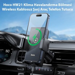Hoco HW21 Klima Havalandırma Bölmesi Wireless Kablosuz Şarj Araç Telefon Tutucu (Siyah)