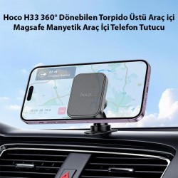 Hoco H33 360° Dönebilen Torpido Üstü Araç içi Magsafe Manyetik Araç İçi Telefon Tutucu (Siyah)