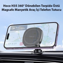 Hoco H35 360° Dönebilen Torpido Üstü Magsafe Manyetik Araç İçi Telefon Tutucu (Siyah)