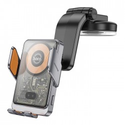 HOCO HW8 Transparent Discovery Edition Kablosuz Şarjlı Araç İçi Torpido Üstü Telefon Tutucu (Gri)