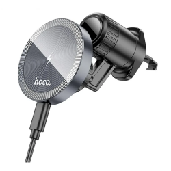 HOCO HW6 Vision Metal Manyetik Şarjlı Araç İçi Havalandırma Telefon Tutucu (Gri)