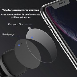 KUULAA Magnetic-Mıknatıslı Telefon Tutucular için Metal Plaka Seti (Siyah)