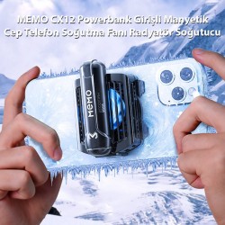 MEMO CX12 Powerbank Girişli Manyetik Cep Telefon Soğutma Fanı Radyatör Soğutucu (Siyah)
