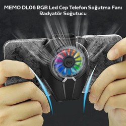 MEMO DL06 RGB Led Cep Telefon Soğutma Fanı Radyatör Soğutucu (Siyah)