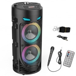 ZQS4239 Mikrofonlu Taşınabilir Dev Speaker Led Işıklı Bluetooth Hoparlör (Siyah)