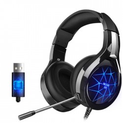 MC N1 LED Işıklı Mikrofonlu USB Kulaküstü Gamer Kulaklığı (Siyah-Mavi)