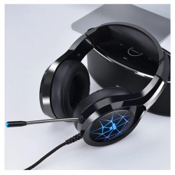 MC N1 LED Işıklı Mikrofonlu USB Kulaküstü Gamer Kulaklığı (Siyah-Mavi)