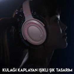 Baseus GAMO D05 Immersive Virtual 3D Işıklı pc Gaming Oyuncu Kulaklığı (Pembe)