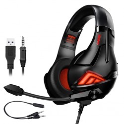 XMOWi R2 Gaming Mikrofonlu RGB Oyuncu Kulaklılığı Gurultu Engelleyici Kulaklik (Siyah-Kırmızı)