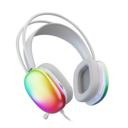 Lecoo HT409 USB Kablolu RGB LED Aydınlatmalı Mikrofonlu Kulak Üstü Gaming Kulaklık (Beyaz)
