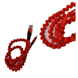 Helt HT-DC01 İp Örgü 120 Cm Lightning Şarj ve Data Kablosu (Kırmızı)