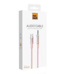 Nettech NT-AC07 Plastik 100 Cm Type-C To Aux Kablosu (Pembe)