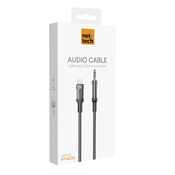 Nettech NT-AC06 Plastik 100 Cm Jack To Lightning Aux Kablo (Siyah)