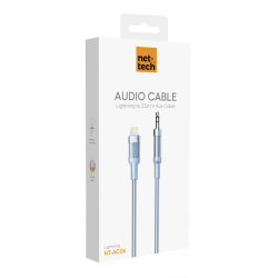 Nettech NT-AC06 Plastik 100 Cm Jack To Lightning Aux Kablo (Mavi)