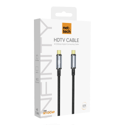 Nettech NT-DC49 USB3.2 20Gbps Plastik 100 Cm Type-C To Type-C Şarj ve Data Kablosu (Siyah)