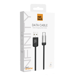 Nettech NT-DC48 3A Plastik 100 Cm Type-C Şarj ve Data Kablosu (Siyah)