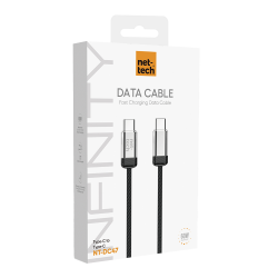 Nettech NT-DC47 60W Plastik 100 Cm Type-C To Type-C Şarj ve Data Kablosu (Siyah)