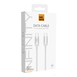 Nettech NT-DC47 60W Plastik 100 Cm Type-C To Type-C Şarj ve Data Kablosu (Beyaz)