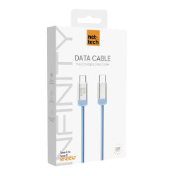 Nettech NT-DC47 60W Plastik 100 Cm Type-C To Type-C Şarj ve Data Kablosu (Mavi)