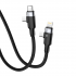 Nettech NT-DC45 60W+30W Plastik 100 Cm Type-C To Type-C+Lightning Şarj ve Data Kablosu (Siyah)