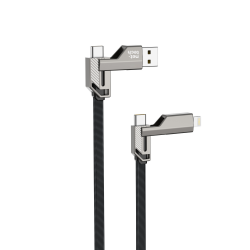 Nettech NT-DC43 Plastik 100 Cm 60W Type-C To Type-C+Lightning Şarj ve Data Kablosu (Siyah)