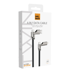 Nettech NT-DC43 Plastik 100 Cm 60W Type-C To Type-C+Lightning Şarj ve Data Kablosu (Siyah)