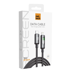 Nettech NT-DC41 30W Plastik 100 Cm Type-C To Lightning Şarj ve Data Kablosu (Siyah)