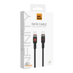 Nettech NT-DC32 60W Plastik 100 Cm Type-C To Type-C Şarj ve Data Kablosu (Siyah)