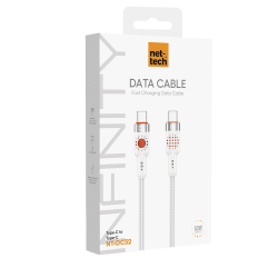 Nettech NT-DC32 60W Plastik 100 Cm Type-C To Type-C Şarj ve Data Kablosu (Beyaz)