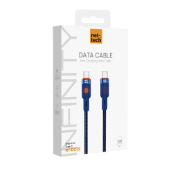 Nettech NT-DC32 60W Plastik 100 Cm Type-C To Type-C Şarj ve Data Kablosu (Mavi)